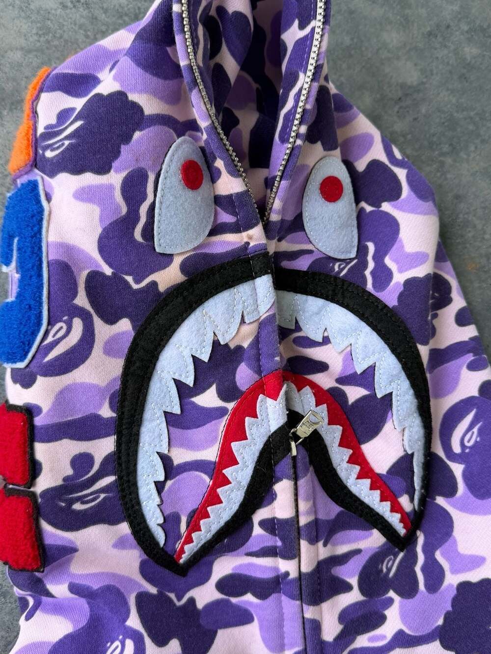 A Bathing Ape BAPE Purple Camo Shark Full Zip Hoodie - Picture 2 of 4